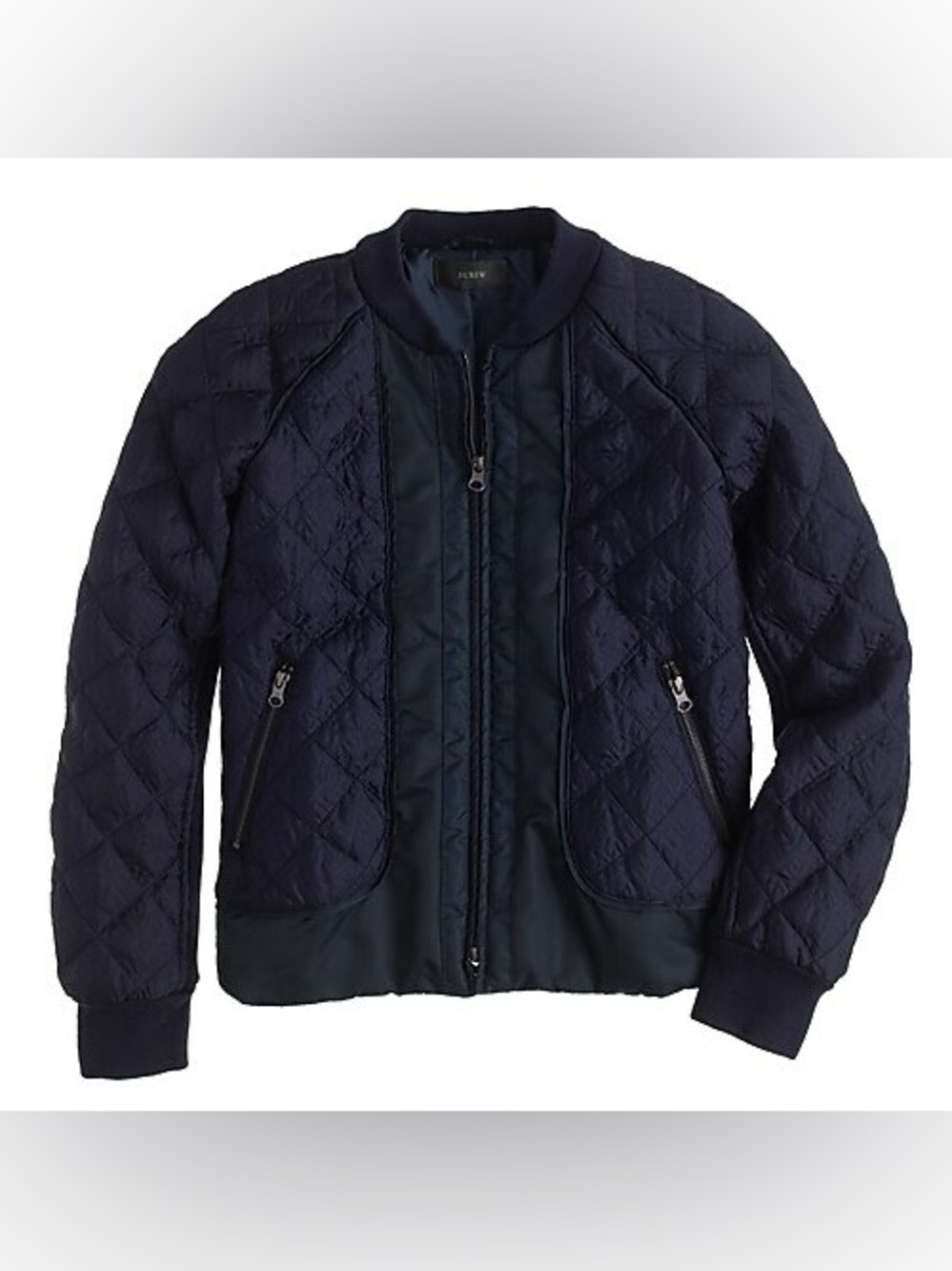 J.CREW Quilted Navy Bomber Jacket